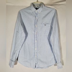 VINEYARD VINES BABY BLUE STRIPED SLIM FIT TUCKER SHIRT WHALE LOGO BUTTONUP SHIRT